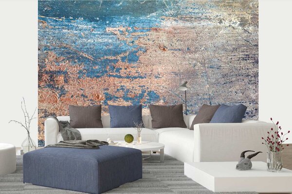 DIMEX | Vliesová fototapeta Staré rezavé železo MS-5-2612 | 375 x 250 cm | modrá, hnědá