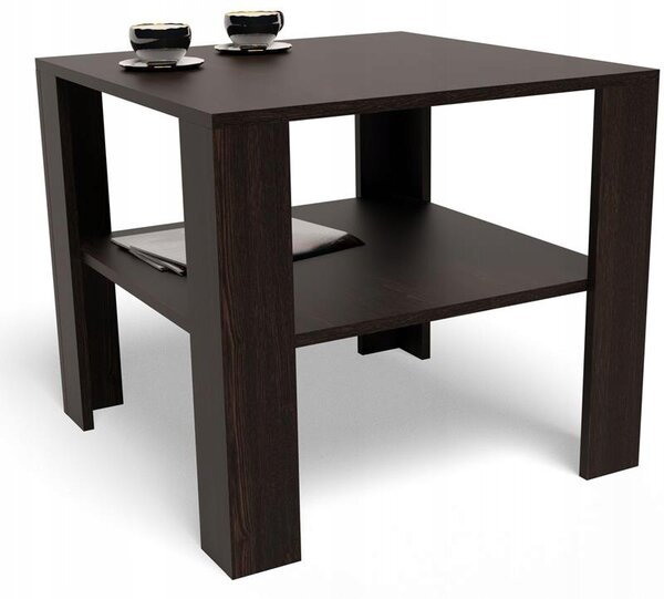 Konferenční stolek Matkam čtvercový 68 cm wenge laminovaná deska 2 úrovně
