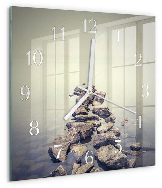Skleněné hodiny Břeh řeky zskb-30x30-00092226