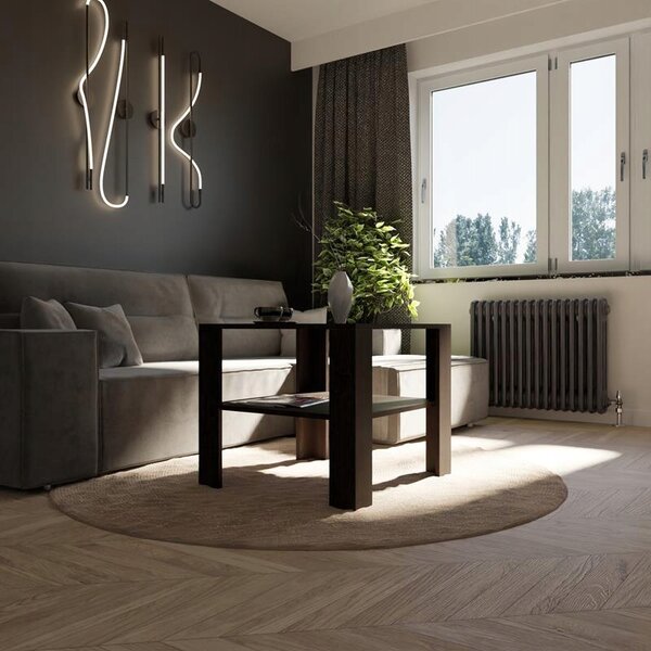 Konferenční stolek Matkam čtvercový 68 cm wenge laminovaná deska 2 úrovně