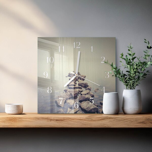 Skleněné hodiny Břeh řeky zskb-30x30-00092226