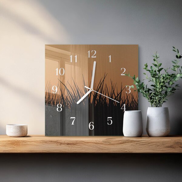 Skleněné hodiny Tráva zskb-30x30-00080314