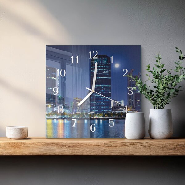 Skleněné hodiny Noc ve městě zskb-30x30-00084403