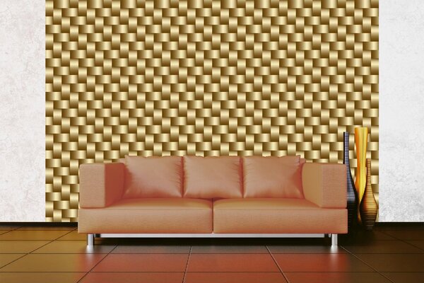 DIMEX | Vliesová fototapeta Zlaté uhlíkové vlákno MS-5-2621 | 375 x 250 cm | zlatá