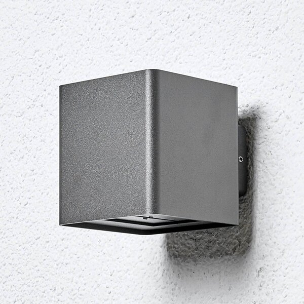 Lucande LED venkovní nástěnné svítidlo Aaron, antracit, IP54, nahoru/dolů, Černá, Hliník, Moderní, Nástěnné svítidlo / světlem dolů