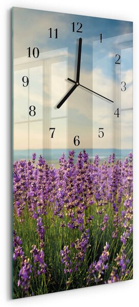 Skleněné hodiny vertikální Květiny zsppc-30x60-00171095