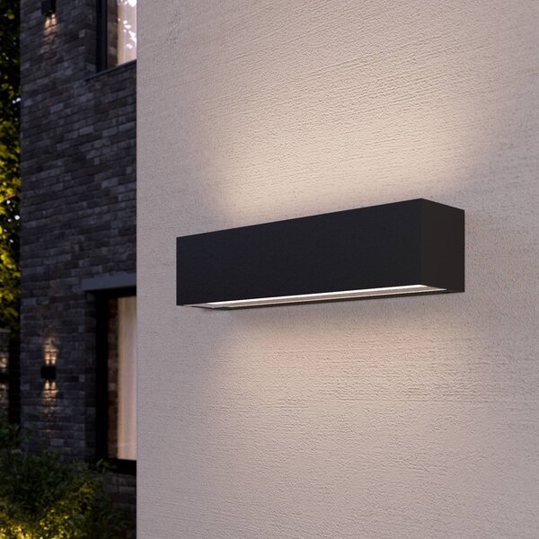 Lucande LED nástěnné světlo Lengo, 25 cm antracit, nahoru/dolů 3000 K, Černá, Hliník, Moderní