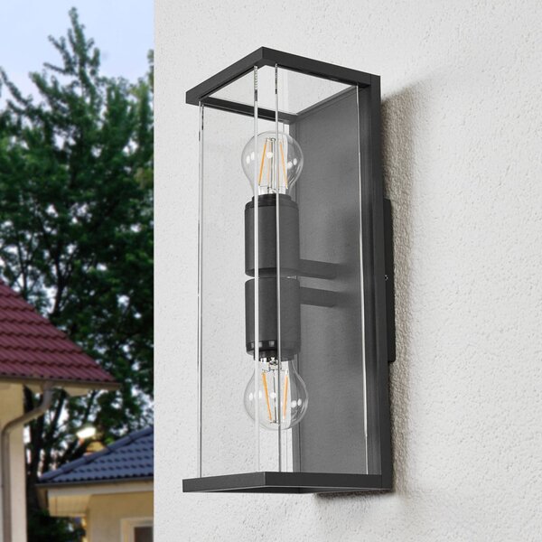 Lucande Venkovní nástěnné svítidlo Annalea, 40 cm, 2 světla, IP54, Černá, Hliník, Moderní