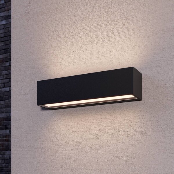 Lucande LED nástěnné světlo Lengo, 25 cm antracit, nahoru/dolů 3000 K, Černá, Hliník, Moderní