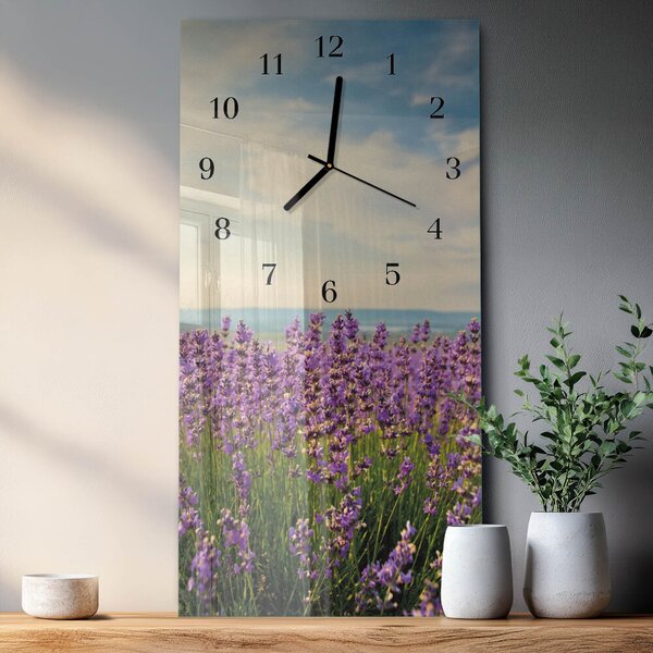 Skleněné hodiny vertikální Květiny zsppc-30x60-00171095