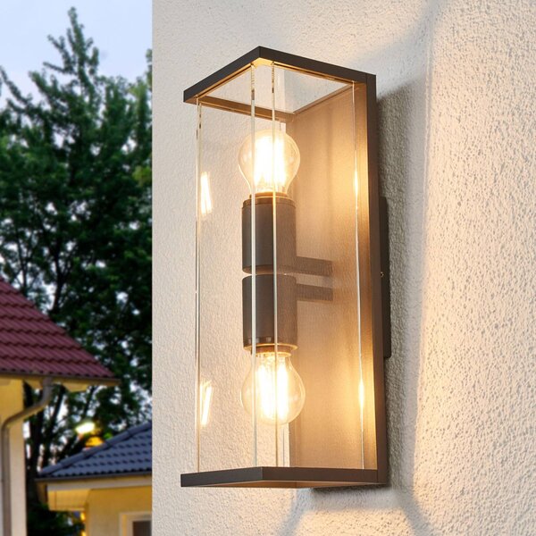 Lucande Venkovní nástěnné svítidlo Annalea, 40 cm, 2 světla, IP54, Černá, Hliník, Moderní