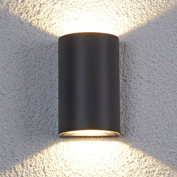 Lucande Venkovní nástěnné svítidlo LED Jale, 16 cm, antracit, hliník, Černá, Hliník, Moderní, Nástěnné svítidlo / světlem dolů