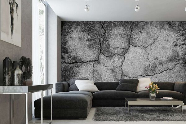 DIMEX | Vliesová fototapeta Starý betonový cement MS-5-2644 | 375 x 250 cm | černá, šedá
