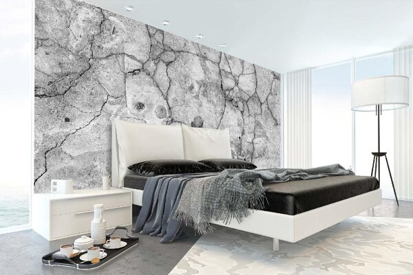 DIMEX | Vliesová fototapeta Prasklá betonová textura MS-5-2646 | 375 x 250 cm | černá, šedá