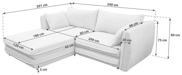 ROHOVÁ SEDAČKA, textil, šedá MID.YOU - Sedací soupravy, Online Only