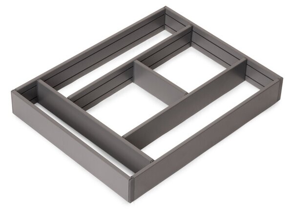 Emuca S.R.L. Hliníkový organizér do zásuvky NEXA – antracit, 450 × 500 mm