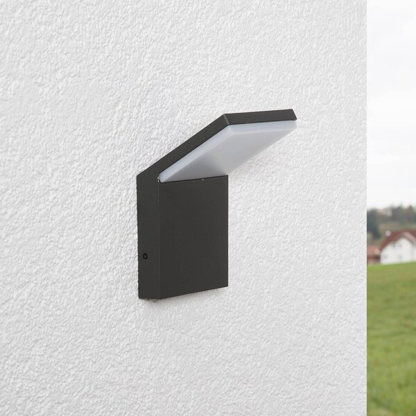 Lucande Venkovní nástěnné svítidlo LED Nevio, 17 cm, antracit, hliník, Černá, Hliník, Moderní