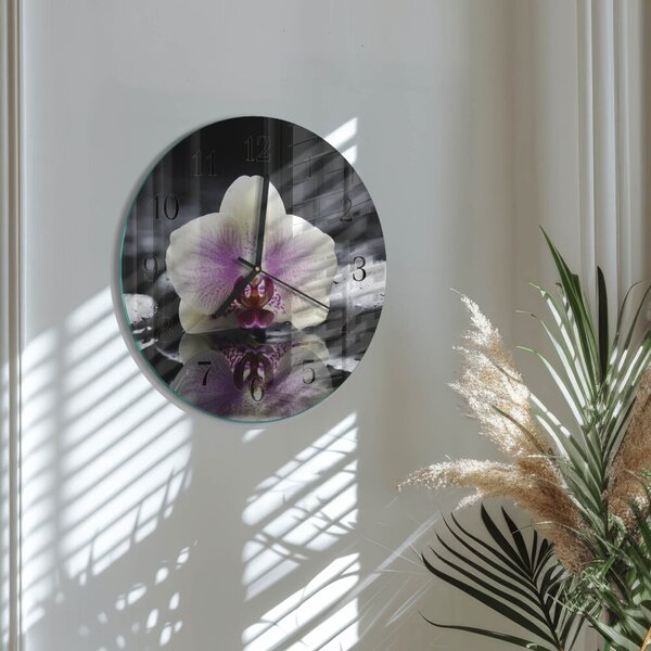 Skleněné nástěnné hodiny Orchidej zsoc-fi30-00179022