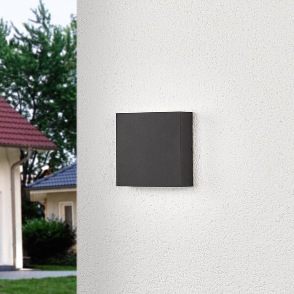 Lucande Venkovní nástěnné svítidlo LED Trixy, antracit, kov, IP54, Černá, Hliník, Moderní