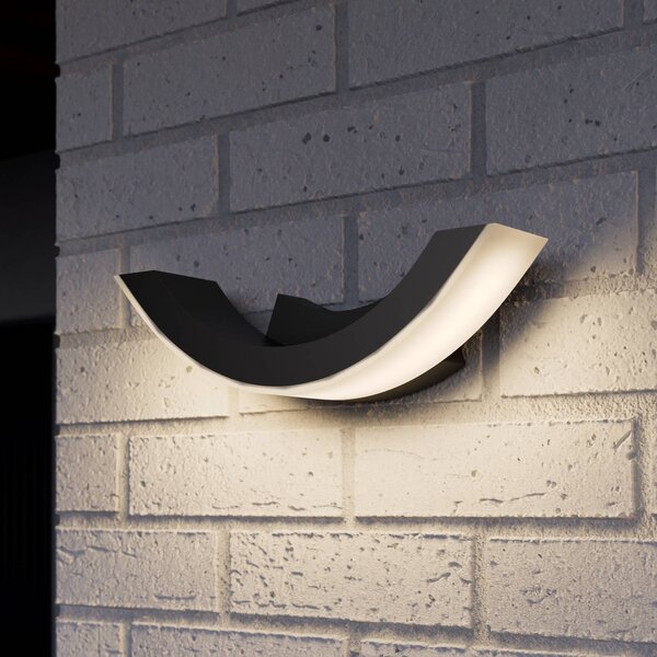 Lucande Venkovní nástěnné svítidlo LED Half, 30 cm, antracit, IP54, Černá, Hliník, Moderní
