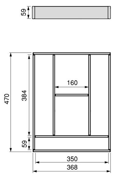 Emuca S.R.L. Hliníkový organizér do zásuvky NEXA – antracit, 450 × 500 mm