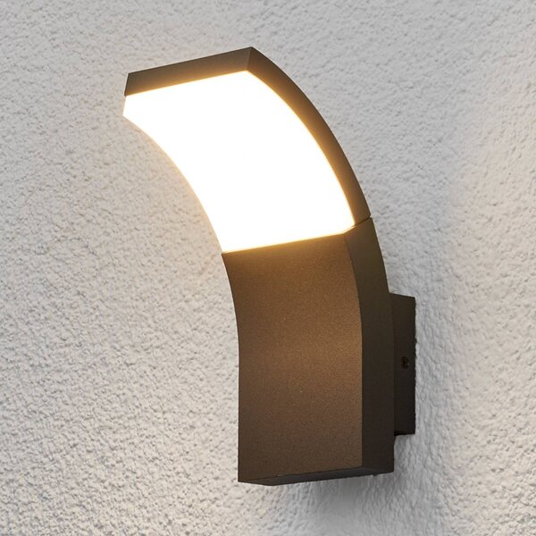 Lucande Venkovní nástěnné svítidlo LED Timm, 20 cm, antracit, IP54, Černá, Hliník, Moderní, Nástěnné svítidlo