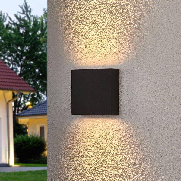 Lucande Venkovní nástěnné svítidlo LED Trixy, antracit, kov, IP54, Černá, Hliník, Moderní