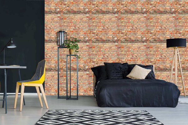 DIMEX | Vliesová fototapeta Červená cihlová stěna MS-5-2673 | 375 x 250 cm | červená