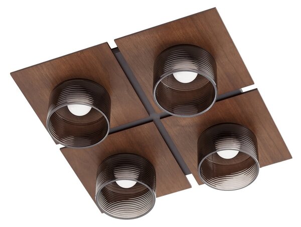 Stropní Lampa Lucande, Eiko, Dřevo, Obývací pokoj, Plast, Moderní