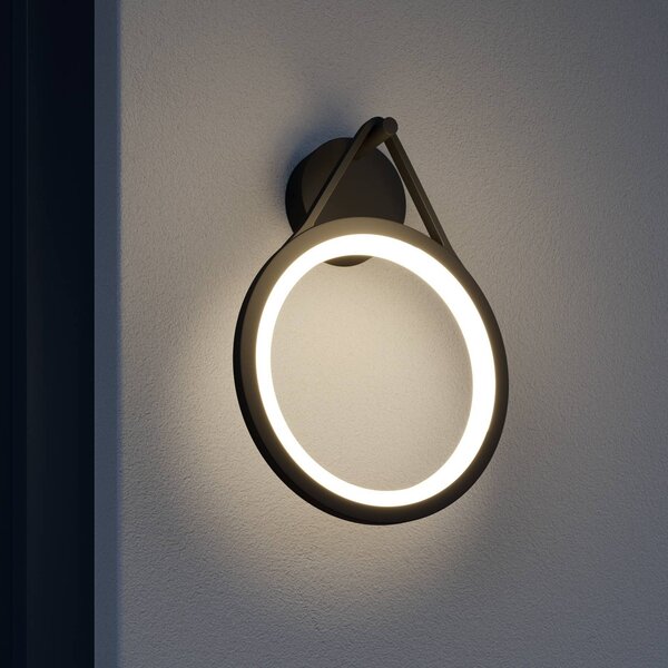 Lucande Venkovní nástěnné svítidlo LED Mirco, 30 cm, černé, IP65, Černá, Hliník, Moderní, Nástěnné bodové svítidlo