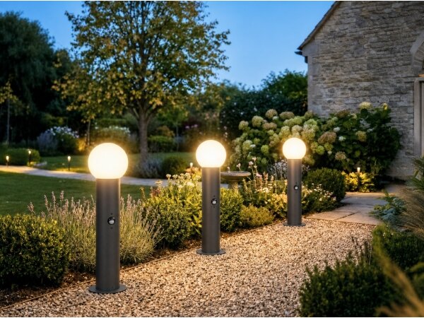 Kanlux 46084-Venkovní lampa se senzorem STONO 1xE27/15W/230V 50 cm IP65 antracit
