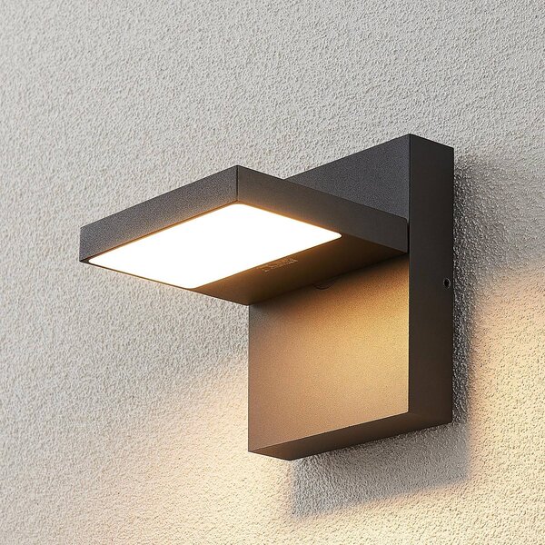 Lucande Venkovní nástěnné svítidlo LED Silvan, antracit, IP65, 14 cm, Černá, Hliník, Moderní, Nástěnné svítidlo