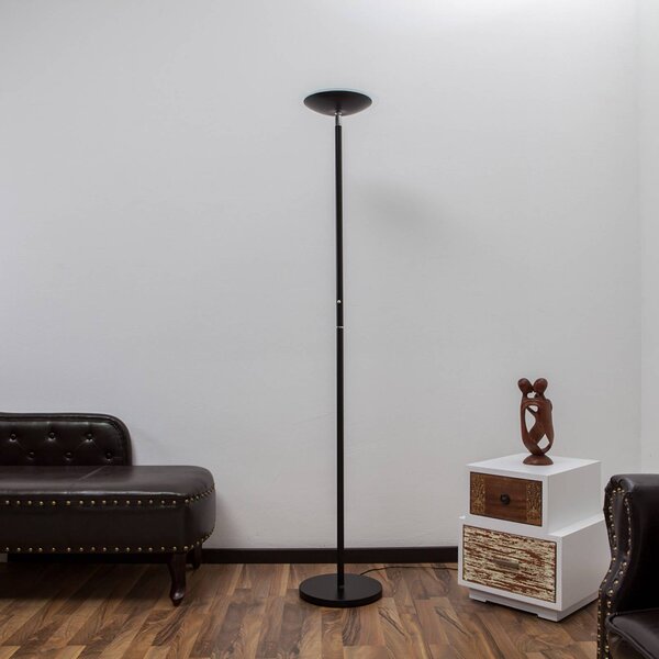 Lindby LED stojací lampa Malea, černá, kovová, stmívatelná, 180 cm, stmívatelný, Černá, Obývací pokoj / jídelna, kov, Moderní