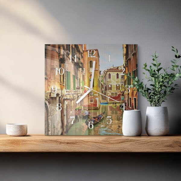 Skleněné hodiny Benátská loď zskb-30x30-00081285