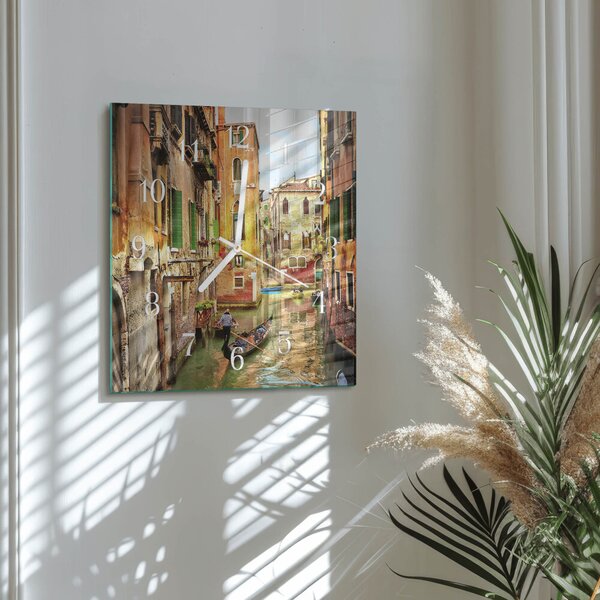 Skleněné hodiny Benátská loď zskb-30x30-00081285