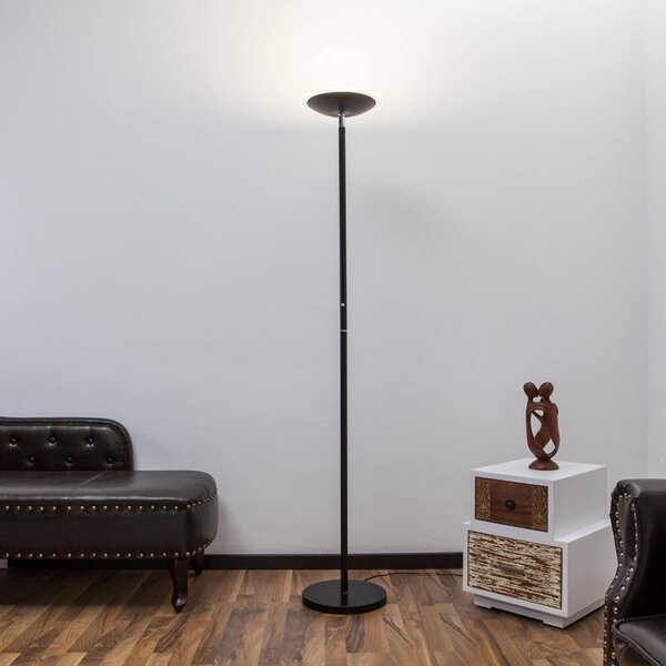 Lindby LED stojací lampa Malea, černá, kovová, stmívatelná, 180 cm, stmívatelný, Černá, Obývací pokoj / jídelna, kov, Moderní