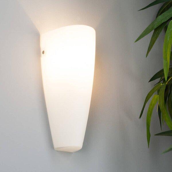 Lindby Nástěnné svítidlo Hermine, bílé, sklo, výška 30 cm, E27, stmívatelný, Bílá / opál, Chodba, Sklo, Moderní