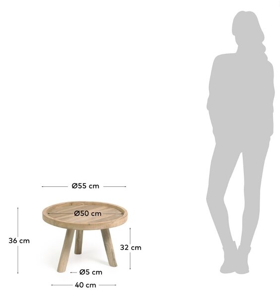 Kave Home Teakový kulatý konferenční stolek Glenda 55 cm