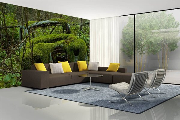DIMEX | Vliesová fototapeta Auto pokryté mechem MS-5-2724 | 375 x 250 cm | zelená