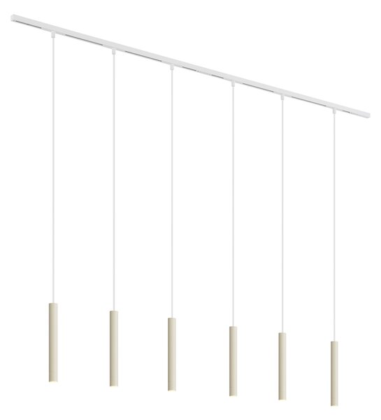 Moderní kolejnicový systém se 6 závěsnými světly béžový s bílými 1-fázovými - Slimline Keno