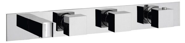 SAPHO Podomítková termostatická baterie s držákem ruční sprchy,2 výstupy,hranatá,chrom MB453