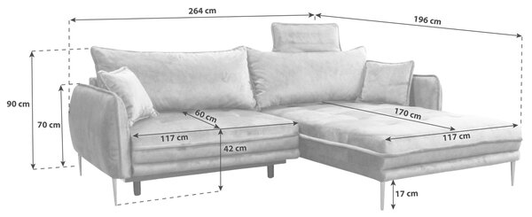 ROHOVÁ SEDAČKA, textil, šedá MID.YOU - Sedací soupravy, Online Only