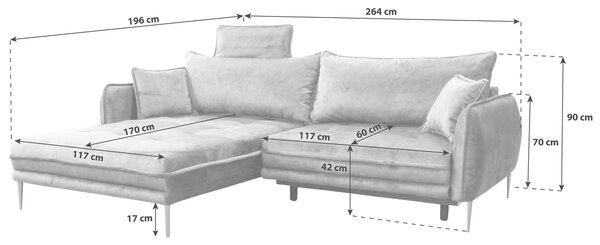 ROHOVÁ SEDAČKA, textil, šedá MID.YOU - Sedací soupravy, Online Only
