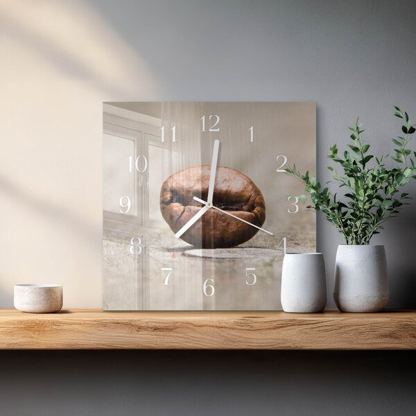 Skleněné hodiny Kávové zrno zskb-30x30-00083986