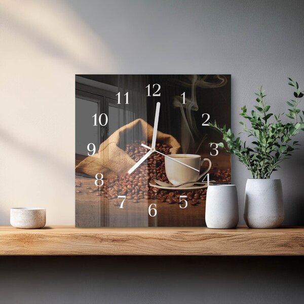 Skleněné hodiny Kávová zrna zskb-30x30-00058022