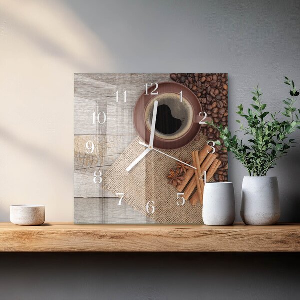 Skleněné hodiny Kávová zrna zskb-30x30-00087585
