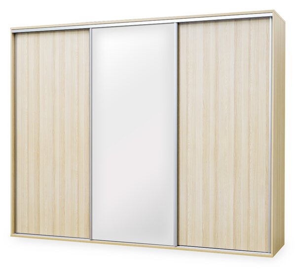 Nábytek Mikulík Skříň FLEXI 3 - 2x dveře plné, 1x zrcadlo - (š/v/h) 240 x 220 x 65 cm