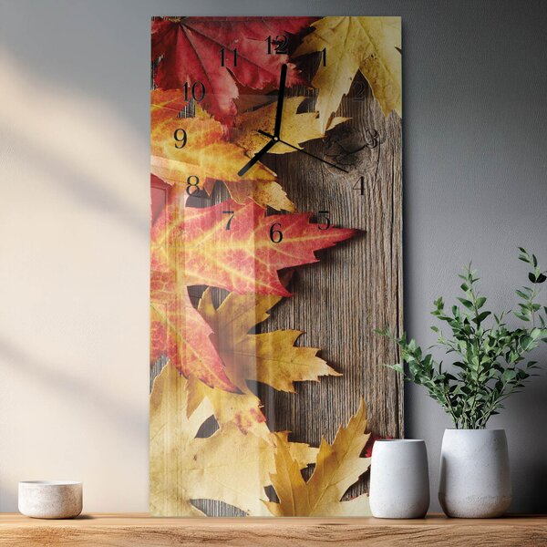 Skleněné hodiny vertikální Listy zsppc-30x60-00174663