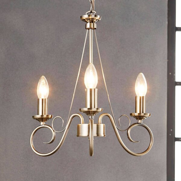 Lindby Lustr Marnia, 3 světla, Ø 40 cm, starožitná mosaz, E14, stmívatelný, Bronz / starožitná mosaz, Obývací pokoj / jídelna, kov, Starožitný