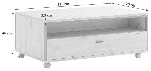 KONFERENČNÍ STOLEK, antracitová, barvy dubu, kov, kompozitní dřevo, 115/46/70 cm Livetastic - Konferenční stolky, Online Only